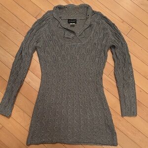 Grey/Silver Cable Knit Cotton Sweater
